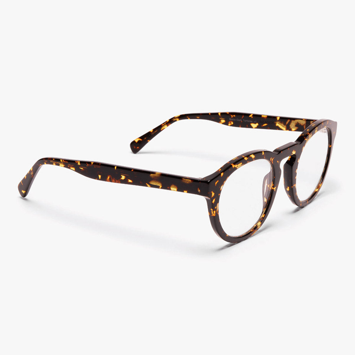 Luxreaders stylish Men's Gråsten Dark Turtle Reading glasses. Made from Bio-acetate in a Round shape.