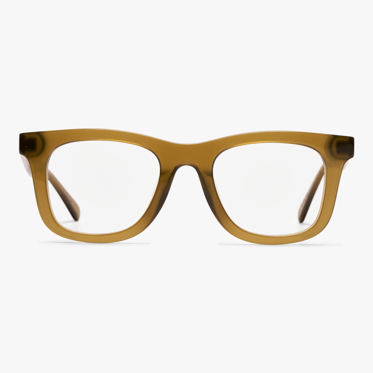 Luxreaders stylish Women's Samsø Shiny Olive Reading glasses. Made from Bio-acetate in a Square shape.