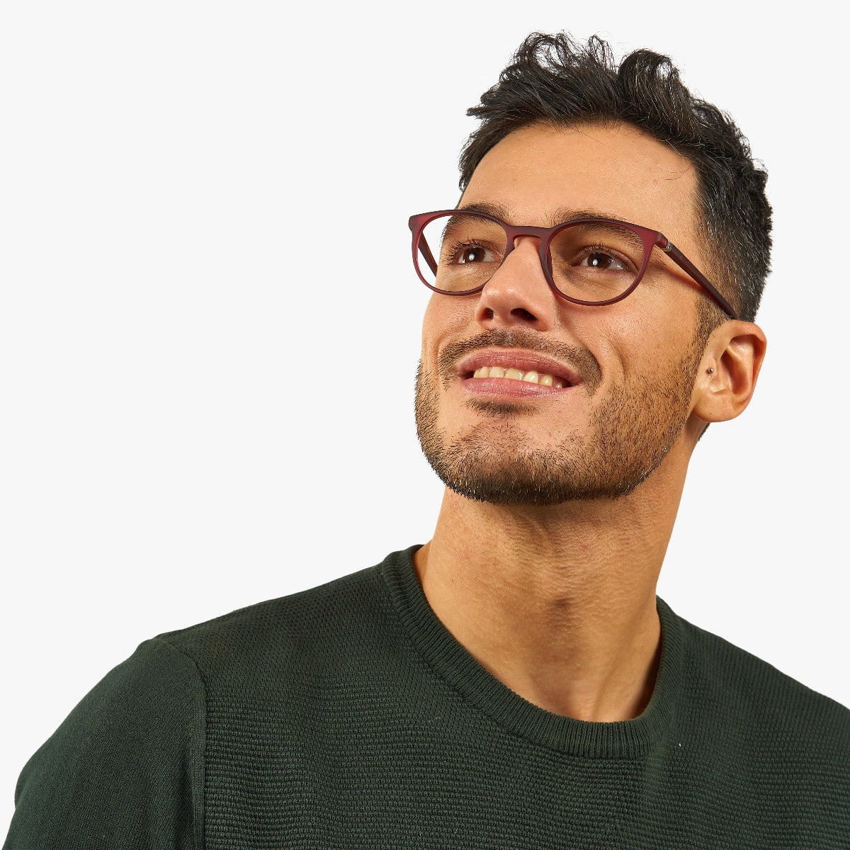 Luxreaders stylish Stockholm Red Reading glasses. Made from Rubber in a Iconic shape.