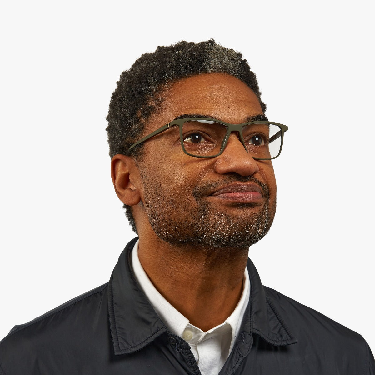 Luxreaders stylish København Dark Army Blue light glasses. Made from Rubber in a Square shape.