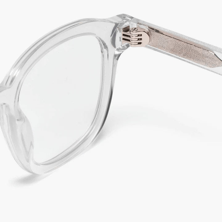 Luxreaders stylish Women's Samsø Crystal White Reading glasses. Made from Bio-acetate in a Square shape.