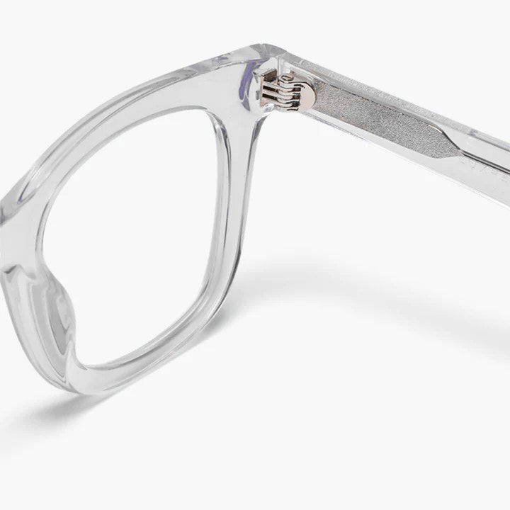 Luxreaders stylish Men's Reykjavik Crystal White Reading glasses. Made from Bio-acetate in a Square shape.