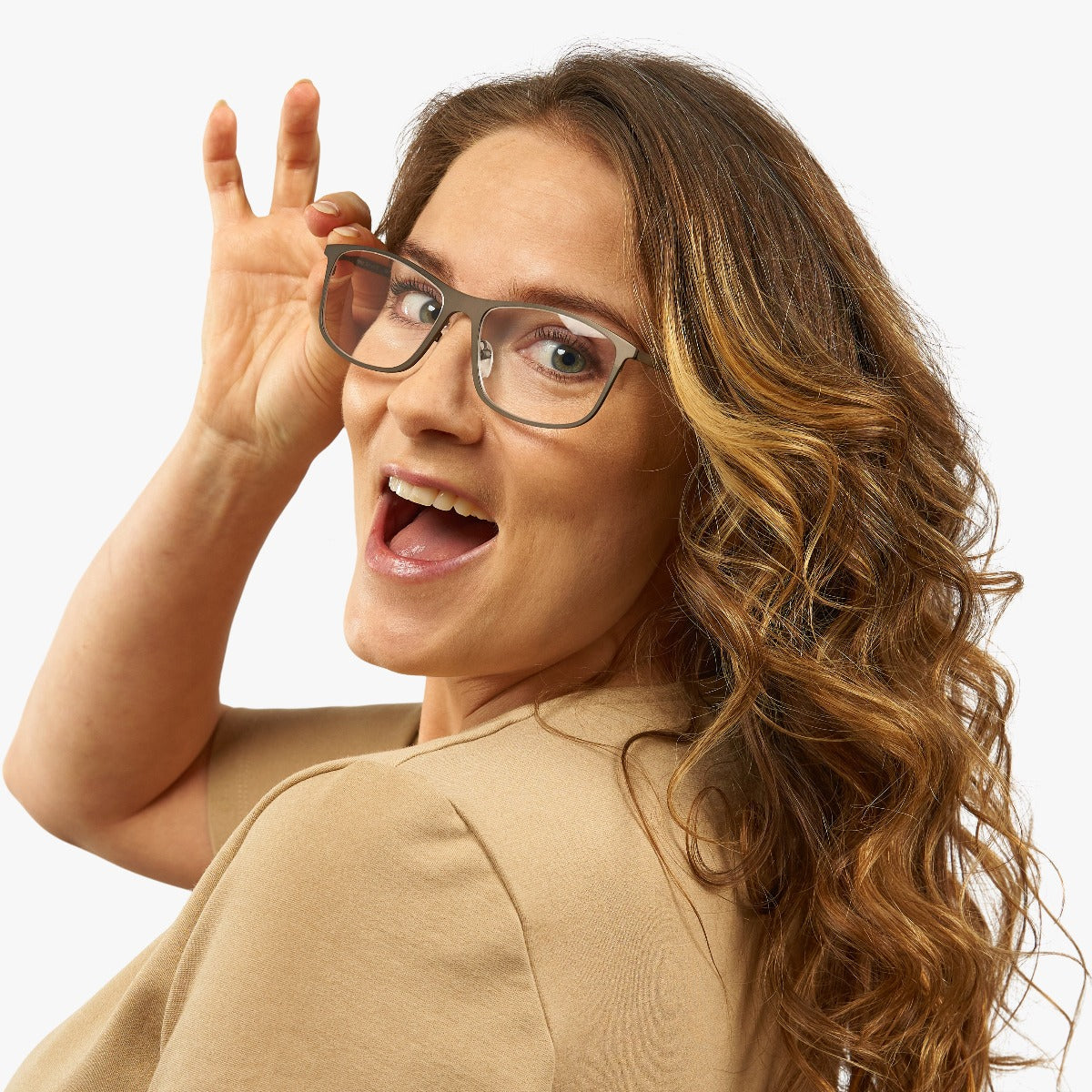 Luxreaders stylish Møn Gun Blue light glasses. Made from Stainless steel in a Rectangle shape.