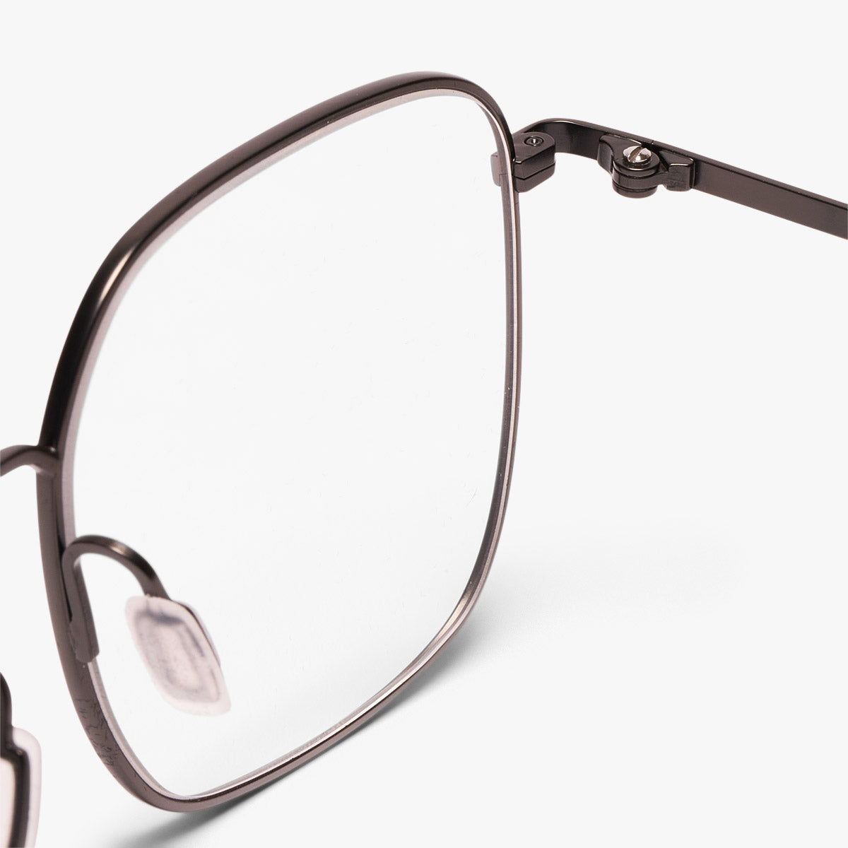 Square gunmetal reading glasses with thin frame