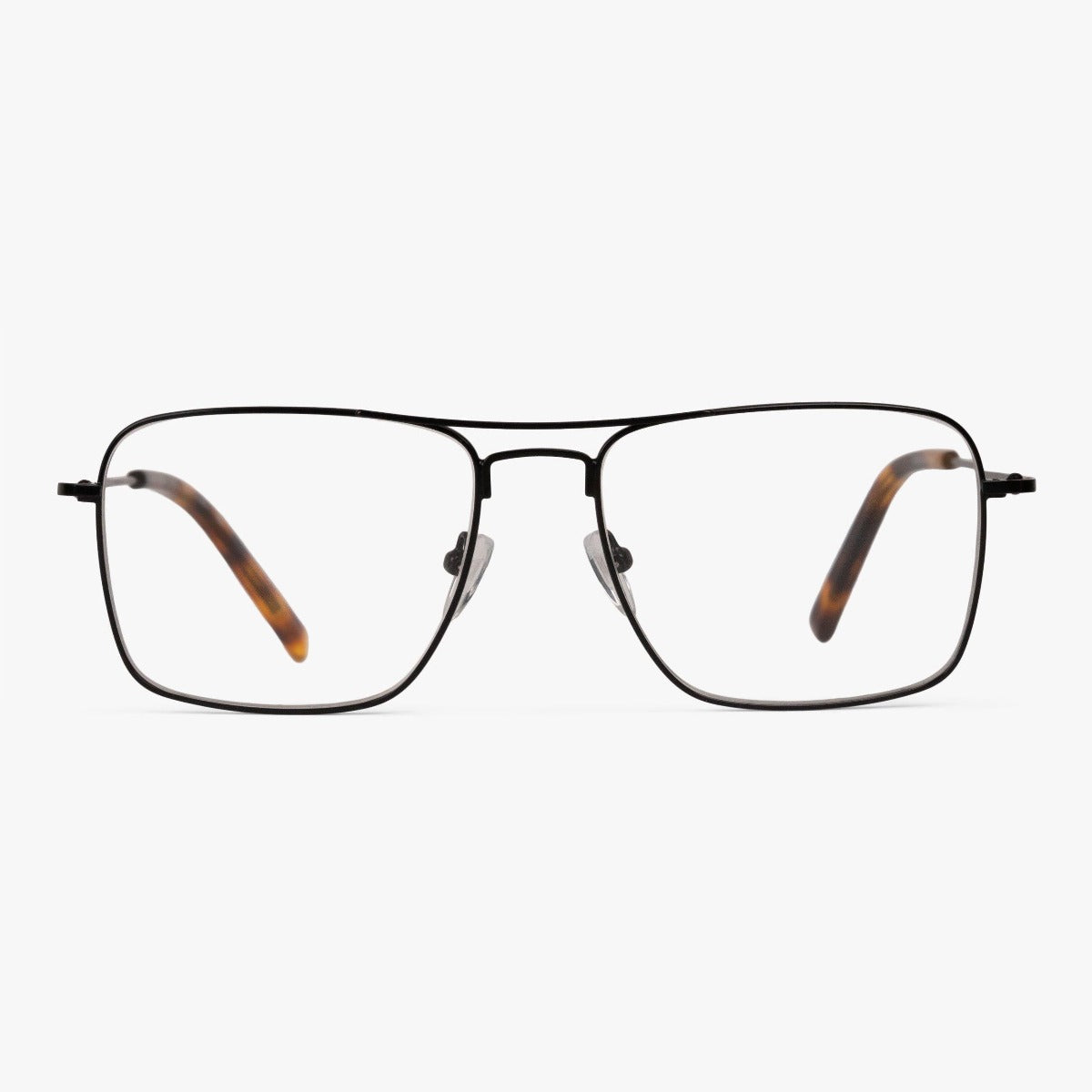 Luxreaders stylish Lidköping Black Blue light glasses. Made from Stainless steel in a Square shape.