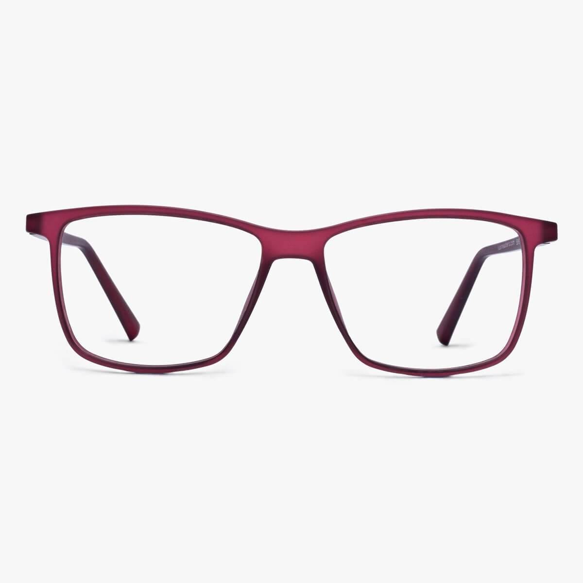 Luxreaders stylish Men's København Red Reading glasses. Made from Rubber in a Square shape.