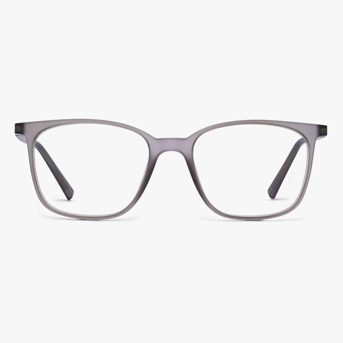 Luxreaders stylish Men's Fyn Grey Reading glasses. Made from Rubber in a Square shape.