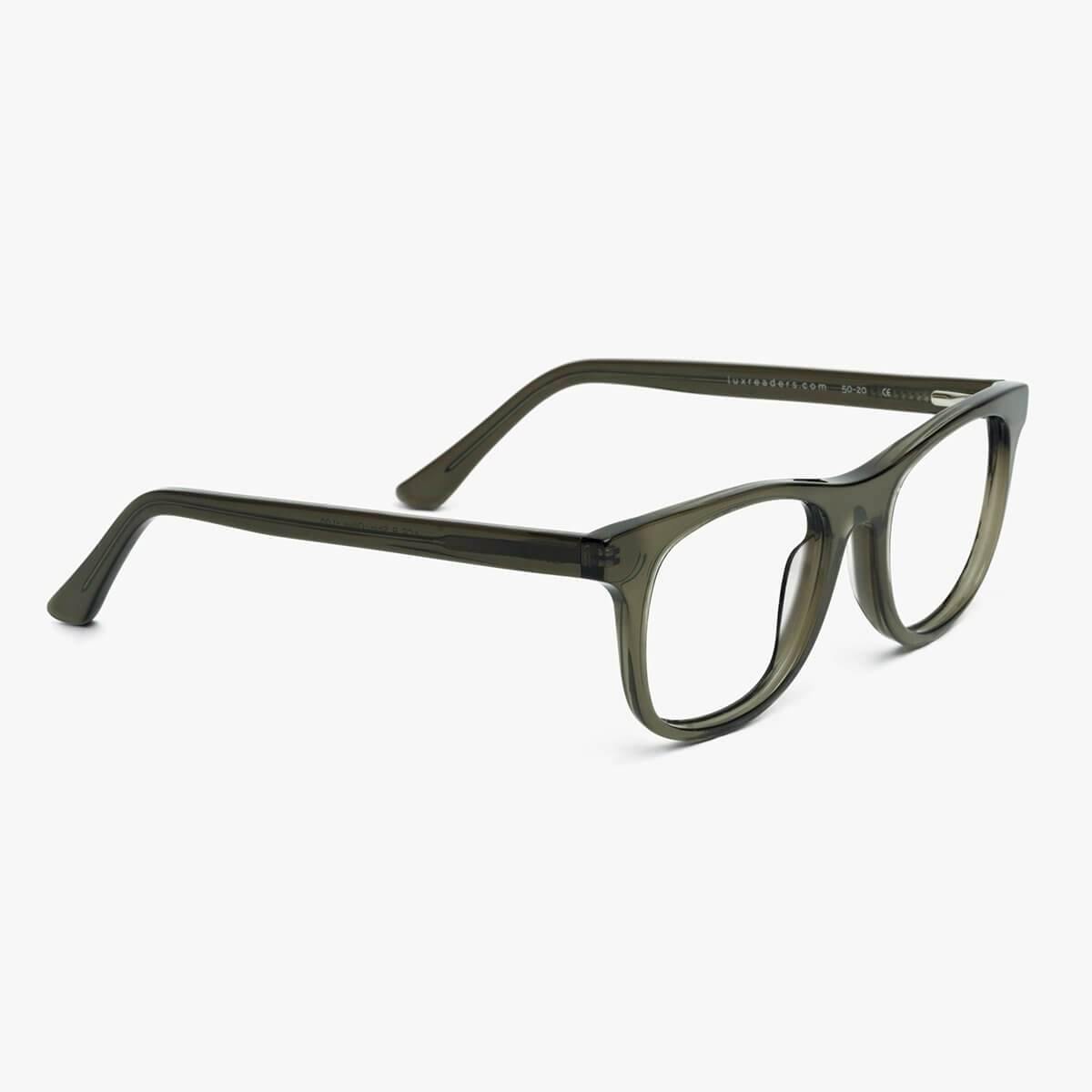 Luxreaders stylish Women's Malmö Shiny Olive Reading glasses. Made from Acetate in a Square shape.