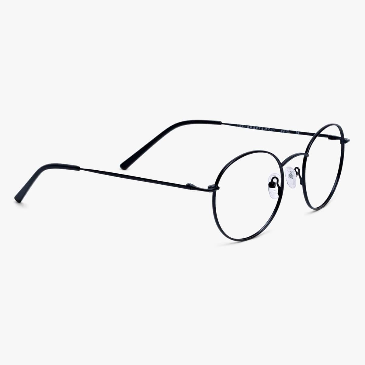 Luxreaders stylish Women's Tromsø Black Reading glasses. Made from Stainless steel in a Round shape.