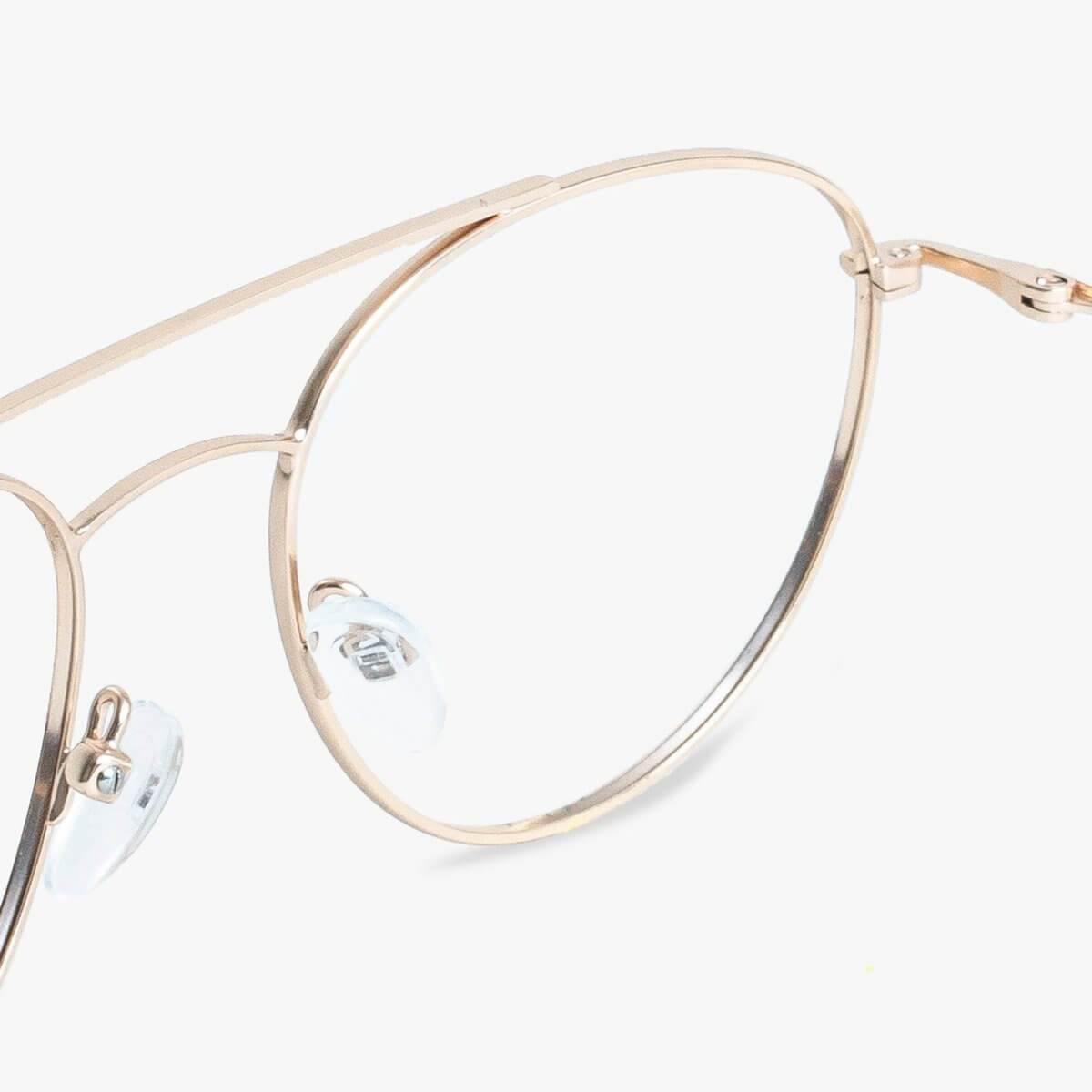Göteborg Gold wireframe glasses with clear nose pads and round lenses
