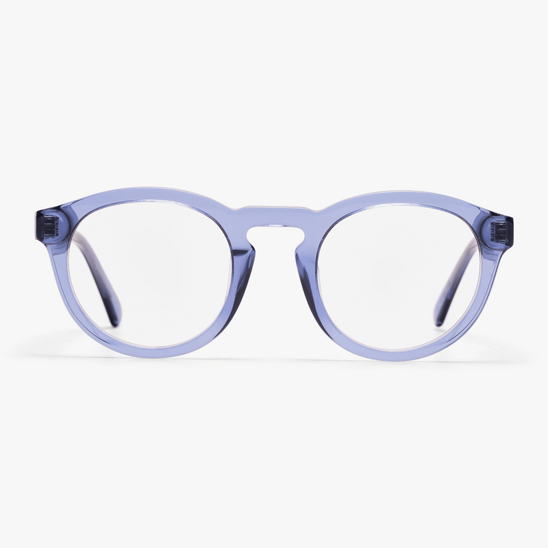 Round crystal blue reading glasses