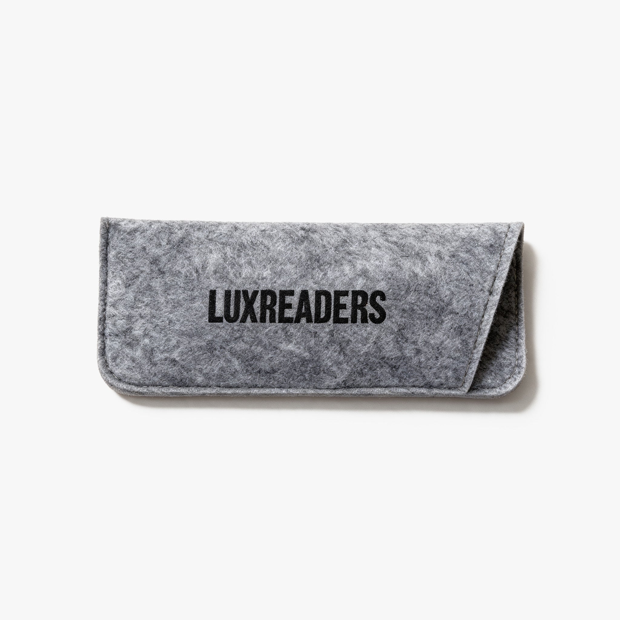 Al onze leesbrillen bij Luxreaders worden geleverd met dit hoogwaardige vilten etui, gratis