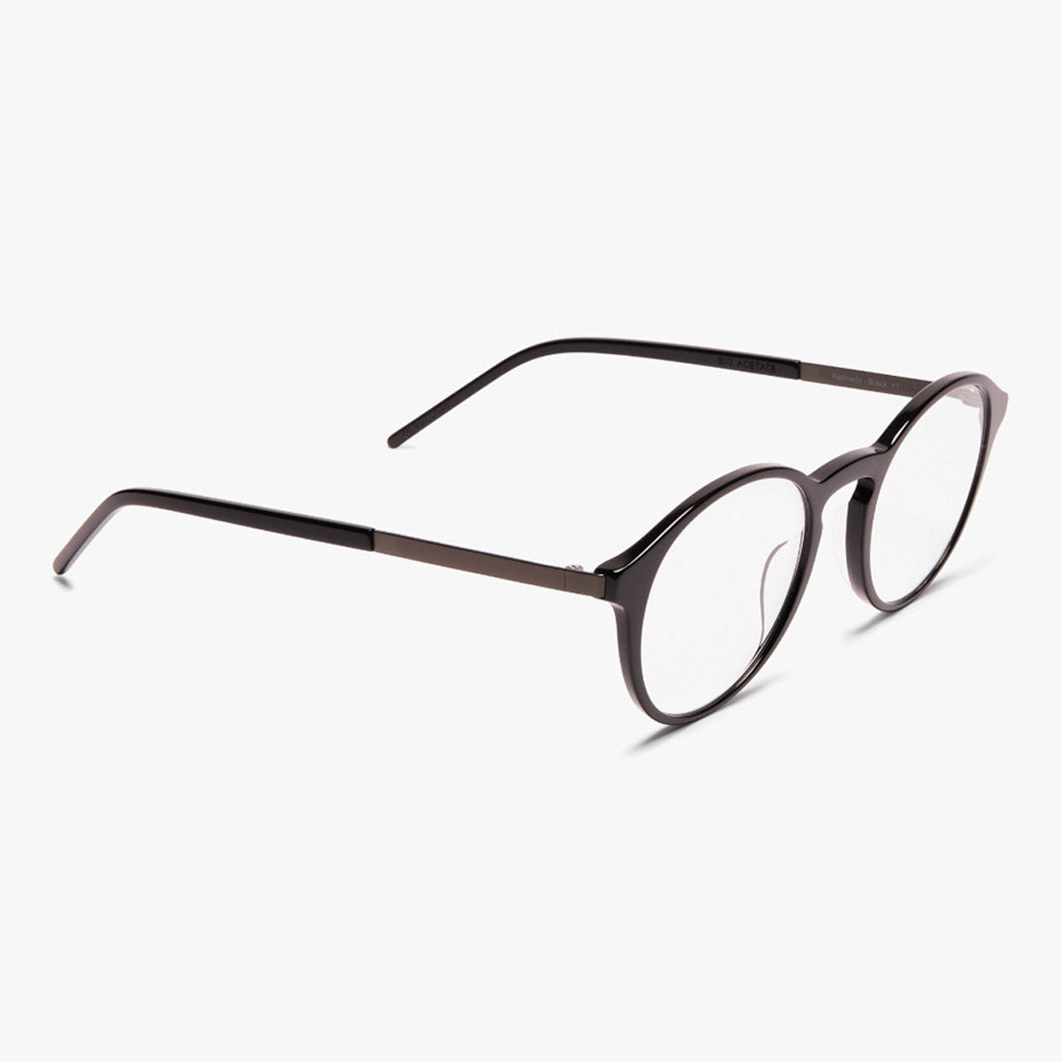 Ærø black round glasses with lightweight metal and matte black finish