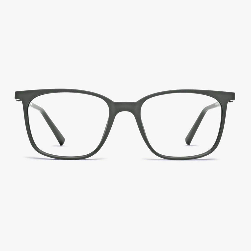 Men's Fyn Dark Army rectangular glasses with dark green frames