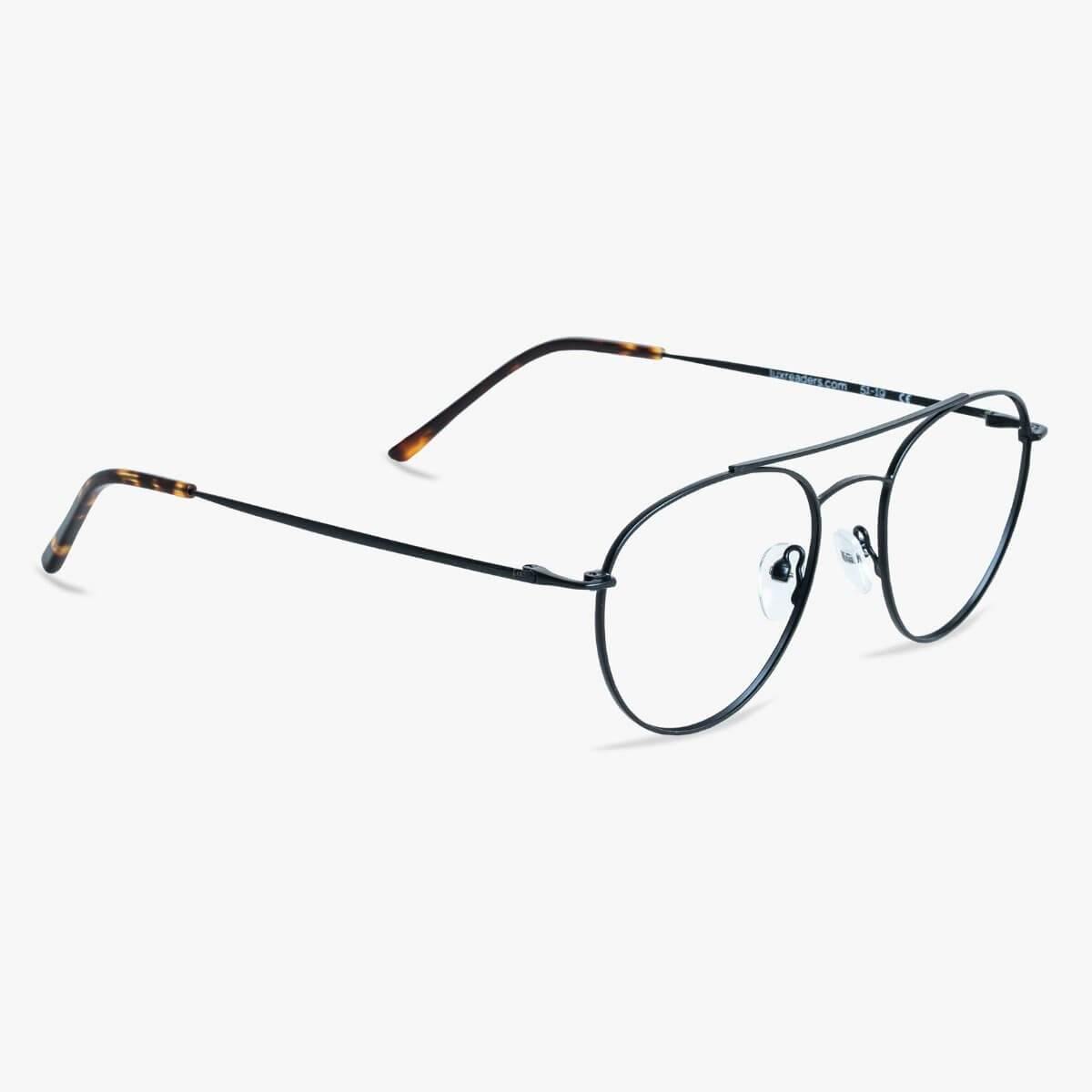 Men's Göteborg black metal round glasses with tortoiseshell temples