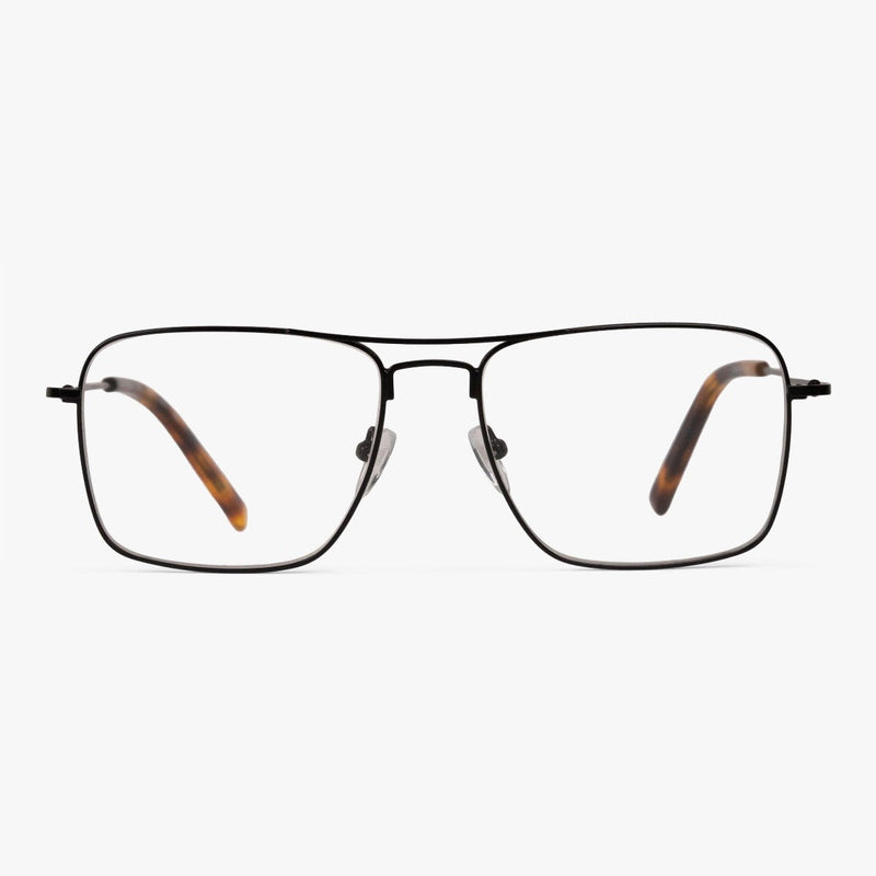 Men's Lidköping black aviator-style glasses with thin metal frame