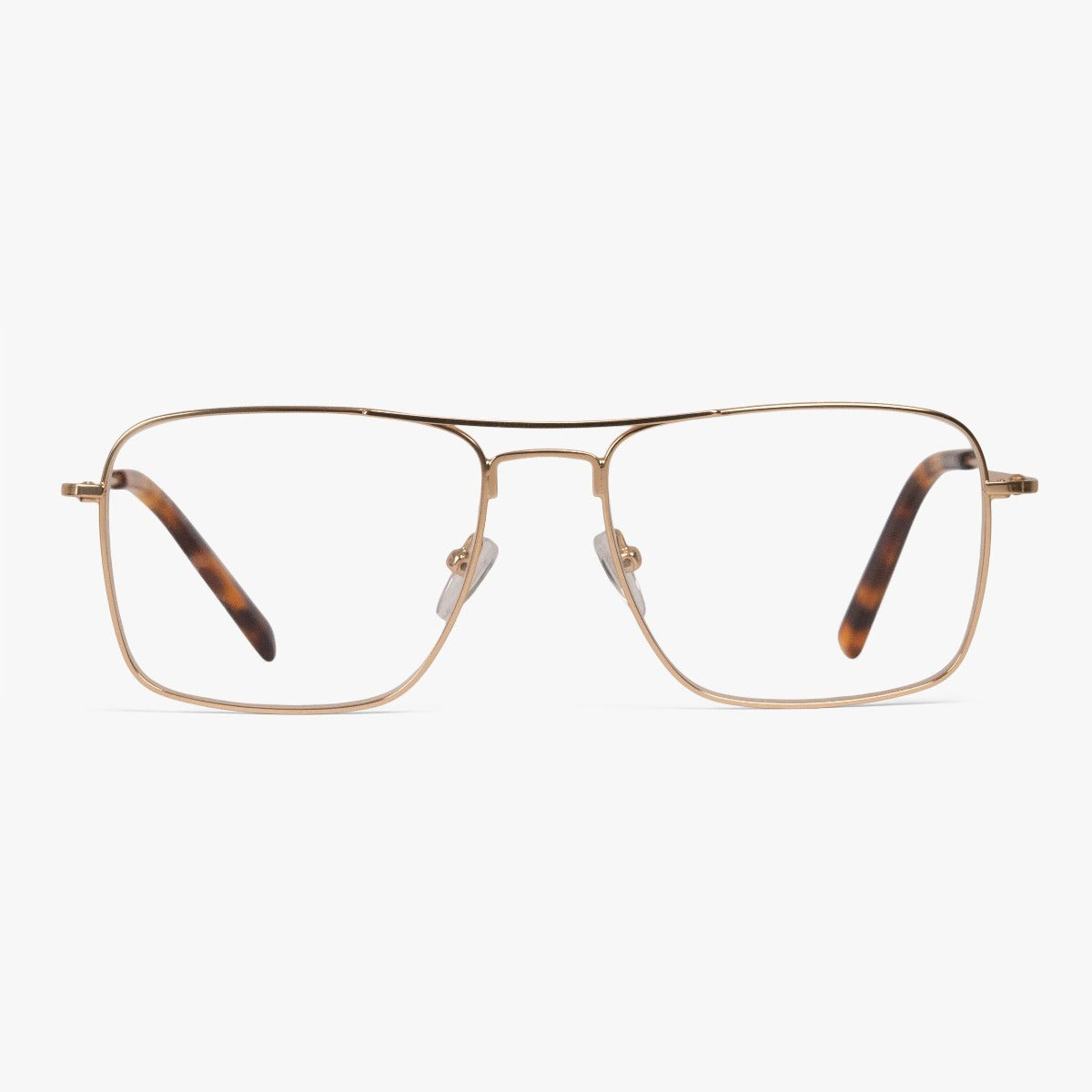 Men's Lidköping Gold aviator reading glasses with gold frame and tortoiseshell temples