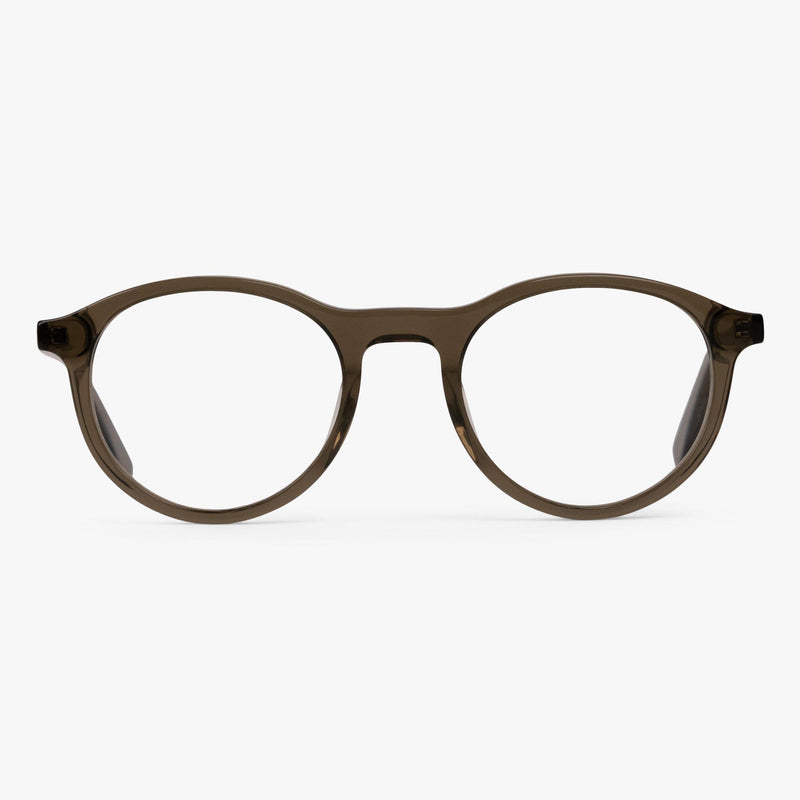 Round shiny olive reading glasses
