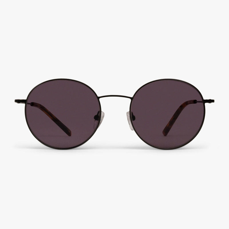 Men's Tromsø Black round sunglasses with dark lenses and slim frame