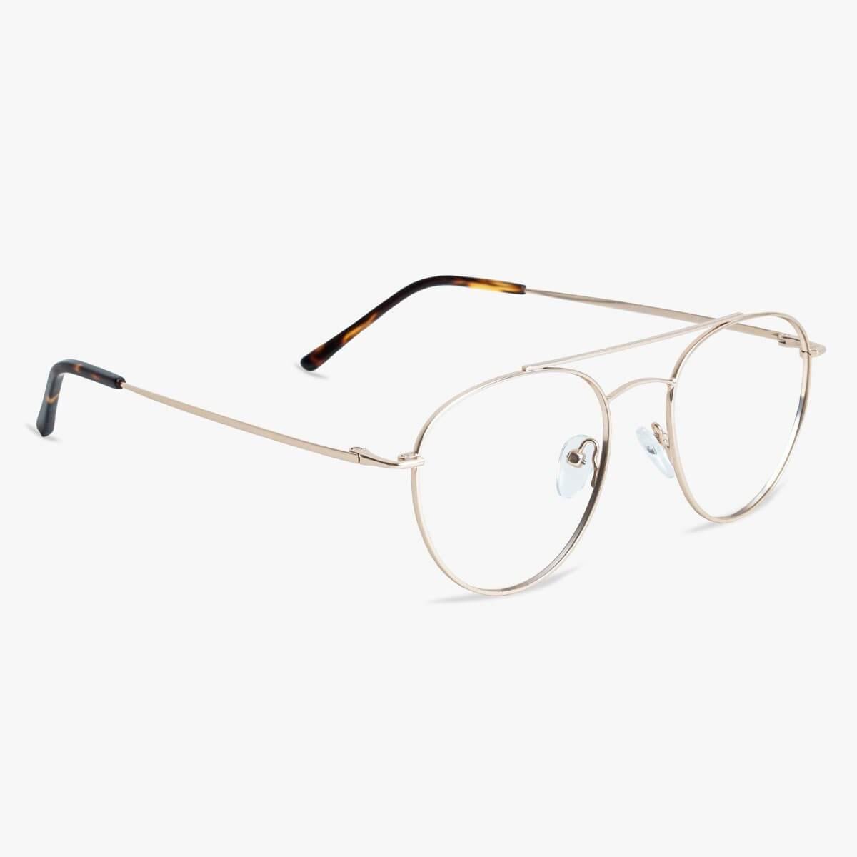 Luxreaders stylish Göteborg Gold Reading glasses. Made from Stainless steel in a Round shape.