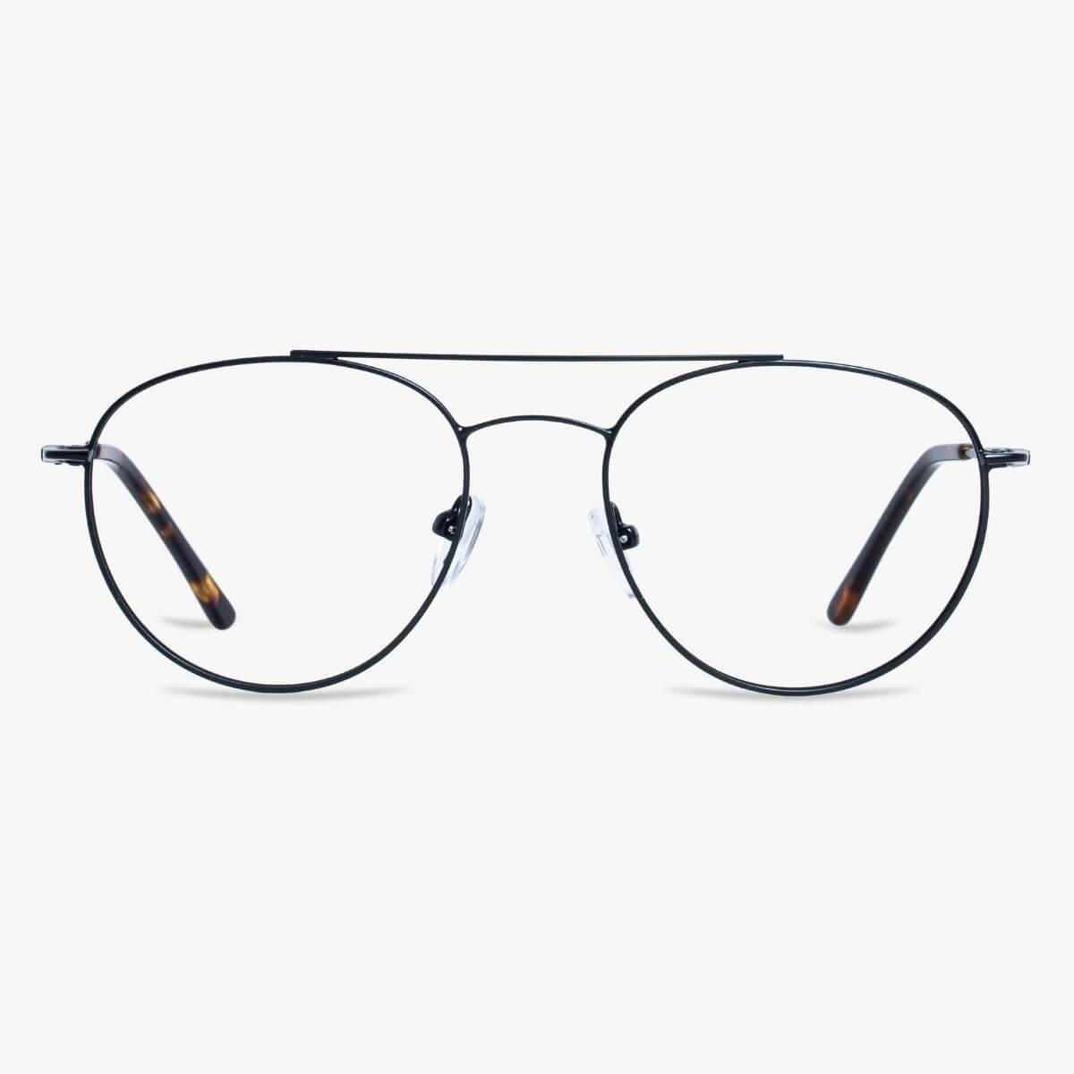 Luxreaders stylish Women's Göteborg Black Blue light glasses. Made from Stainless steel in a Round shape.