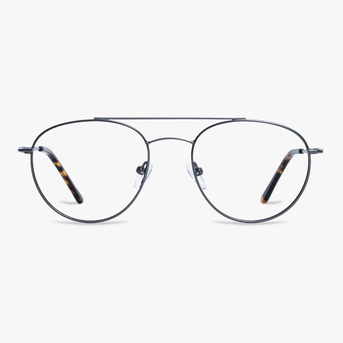 Luxreaders stylish Men's Göteborg Gun Blue light glasses. Made from Stainless steel in a Round shape.
