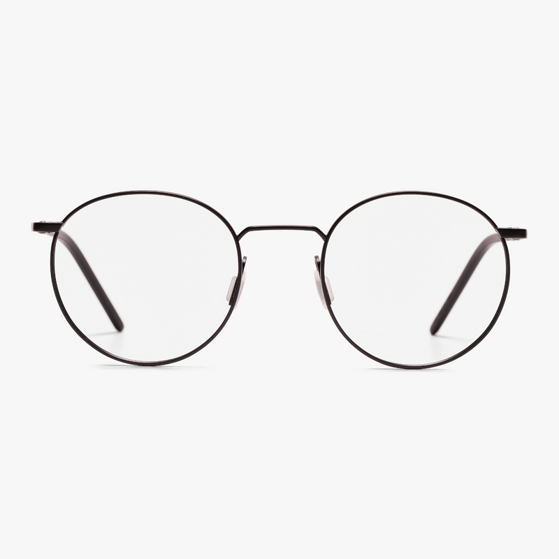 Silkeborg Black round reading glasses with thin black metal frame