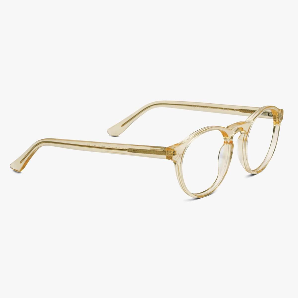 Transparent crystal lemon reading glasses with round lenses
