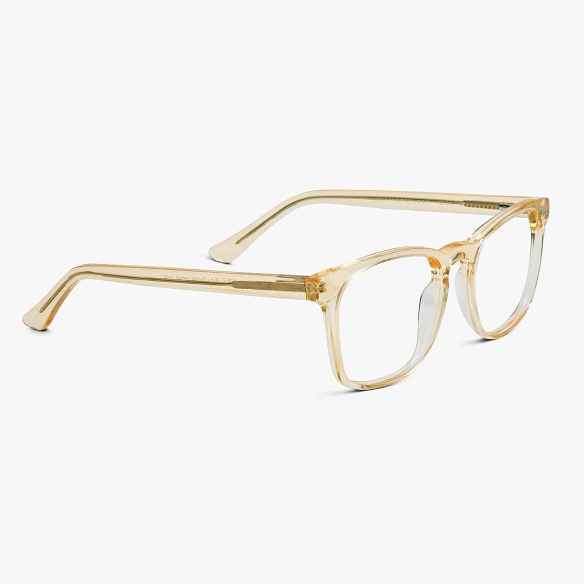 Square crystal lemon glasses with transparent temples