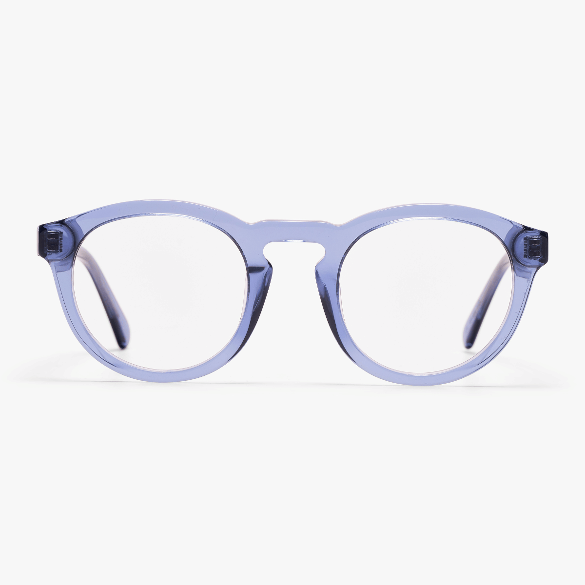 Crystal blue women's reading glasses with round frames