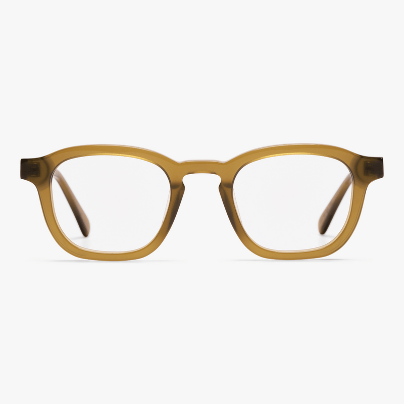 Women's Reykjavik Shiny Olive reading glasses with square olive frames
