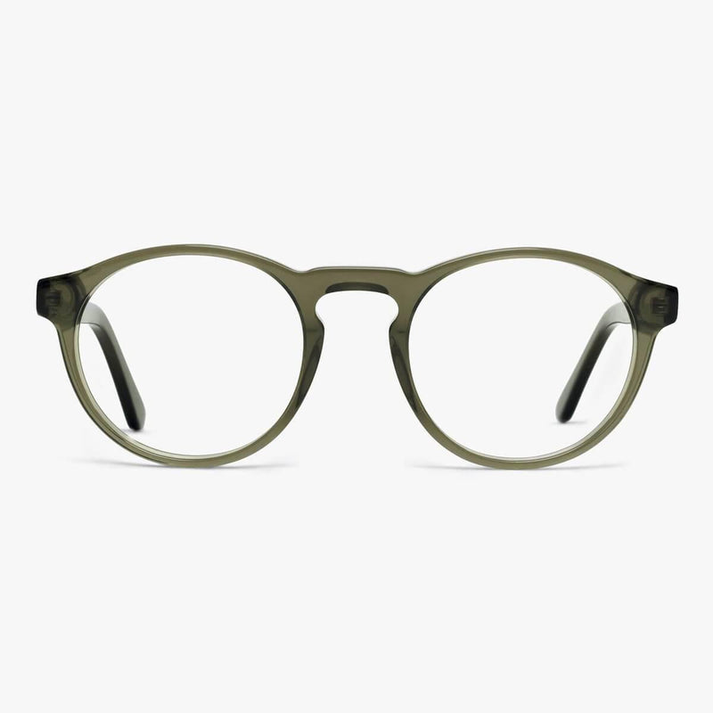 Women's Trondheim Shiny Olive round reading glasses